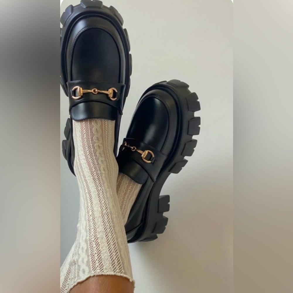 Princess Polly Chunky Loafers with Gold Details